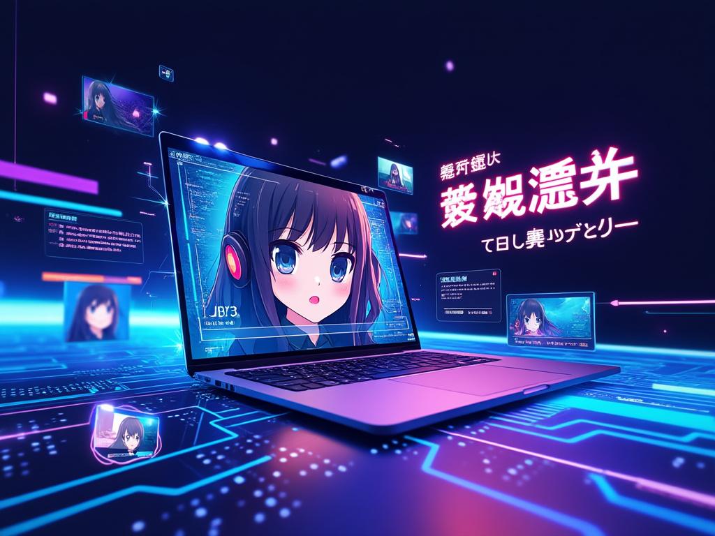 Anime sur ordinateur portable, réalité virtuelle.